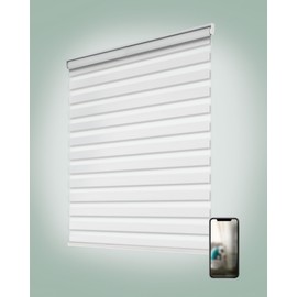 Yoolax Motorized Zebra Blinds, Remote Zebra Shades for Indoor Windows, Motorized Shades with Remote Light Control Horizontal Window Blinds (80% Shading White, 47" x 72")