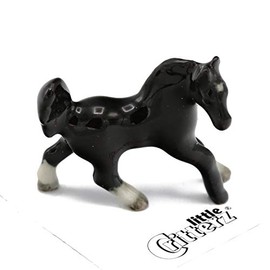 Little Critterz Black Horse Star - Decoration Home Decor Animal Miniature Porcelain Figurine