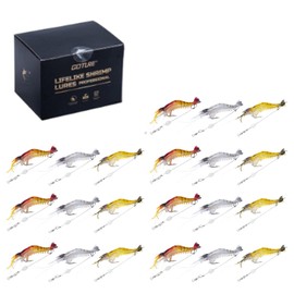 Goture Tri-Color Shrimp Lure Bait, Shrimp Worm, Soft Lure Set with Storage Case, 0.2 oz (6 g), 3.7 inches (9.5 cm), Perfect for Night Fishing, River Fishing, Sea Fishing, Fishing and Exploration