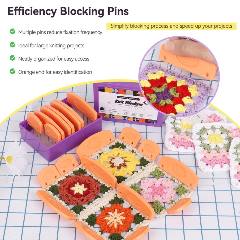 Reessy Blocking Pins, 20Pcs Blocking Pins for Knitting and Crochet