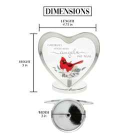 Pavilion Gift Company - Cardinals Angels - 4.75" Tea Light Heart Candle Holder in Memory Memorial Bereavement Loss of Loved One Grief Funeral