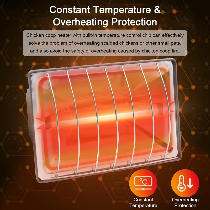 Winter Chicken Coop Heater,Waterproof Heating Lamp for Chicks Ducks Pets
