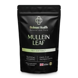 Mullein Leaf Extract 10:1 Capsules | 1000mg Per Serving | Equivalent to 10,000mg Mullein Leaf | Verbascum Thapsus L. | Vegan Friendly | Non GMO | Gluten Free | Herbal Supplement | 60 Capsules