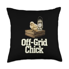 Baby Chicks in Homesteading Off-Grid Chick Throw Pillow