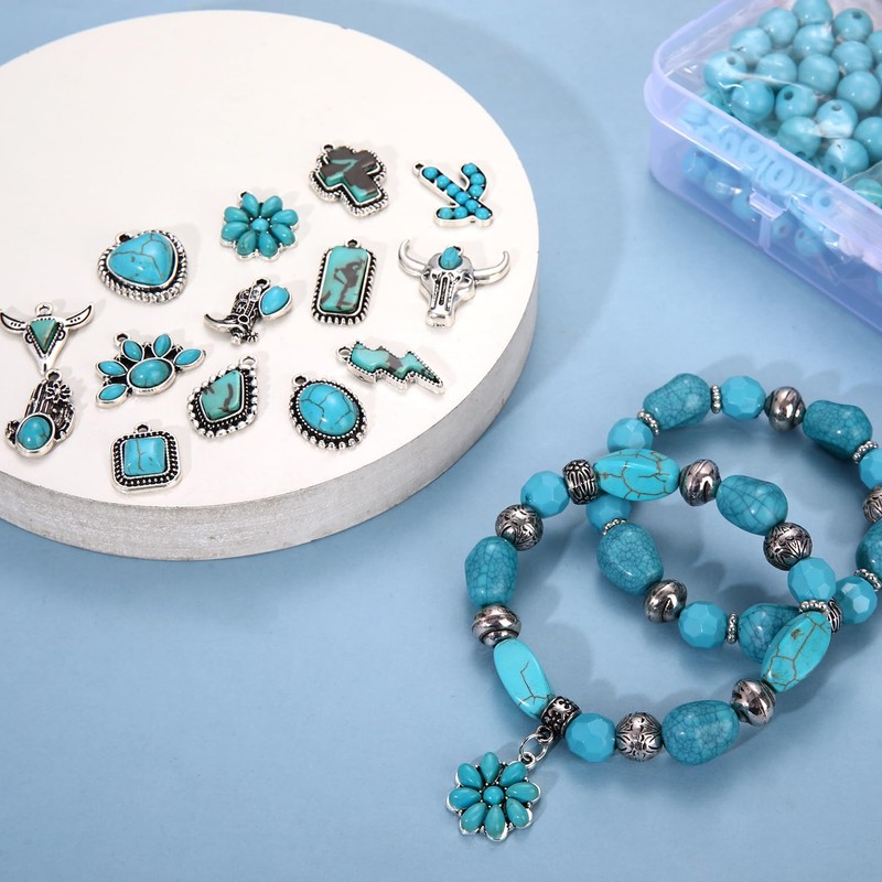 1800PCS+ Western Beads Charms for Jewelry Making Turquoise Clay Heishi