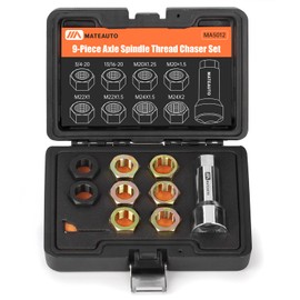 MateAuto Axle Spindle Rethreading Kit,10 Piece Precision Restorer Master Repair Kit, Essential Tool for Mechanics - Includes Thread File and Axle Spindle Thread Chaser Set (9+1 Piece)