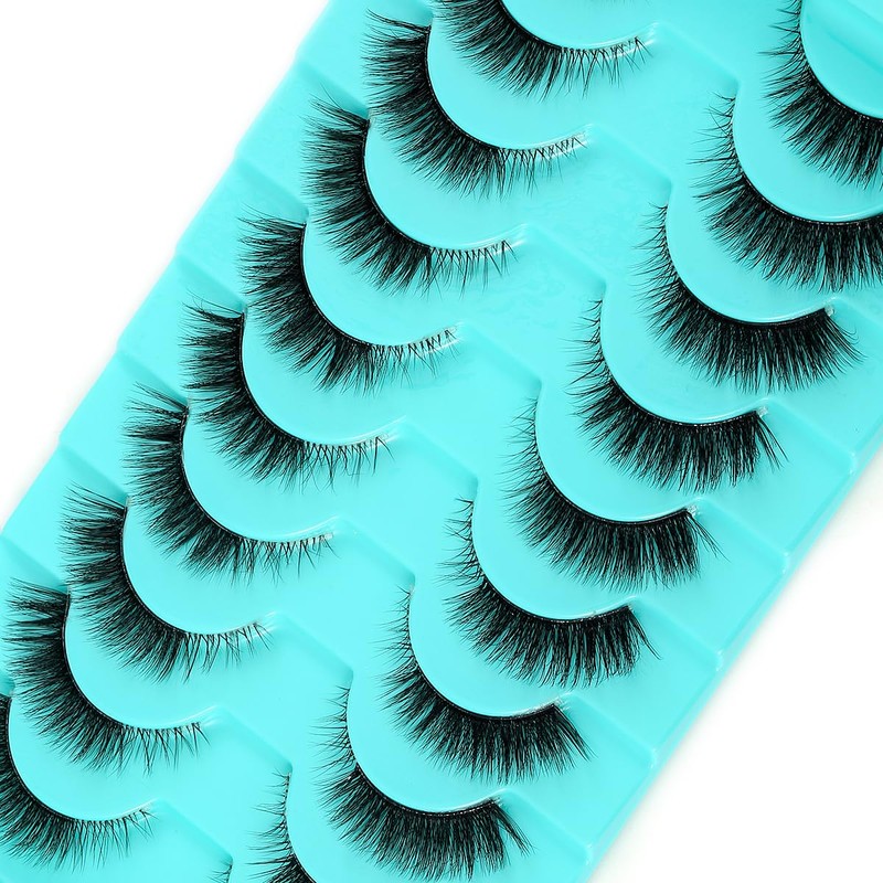 Clear Band Eyelashes Russian Volume Fluffy Strip Lashes 10 Pairs
