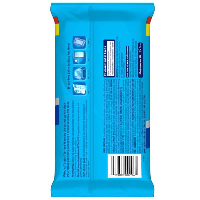 Windex Wipes Glass Cleaning, Pre-Moistened Glass and Surface Wipes to