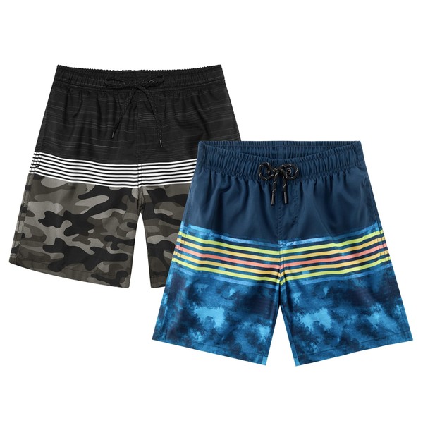 TEX2FIT Boy's Quick Dry Swim Trunks for 7-14yrs, Breathable Swim