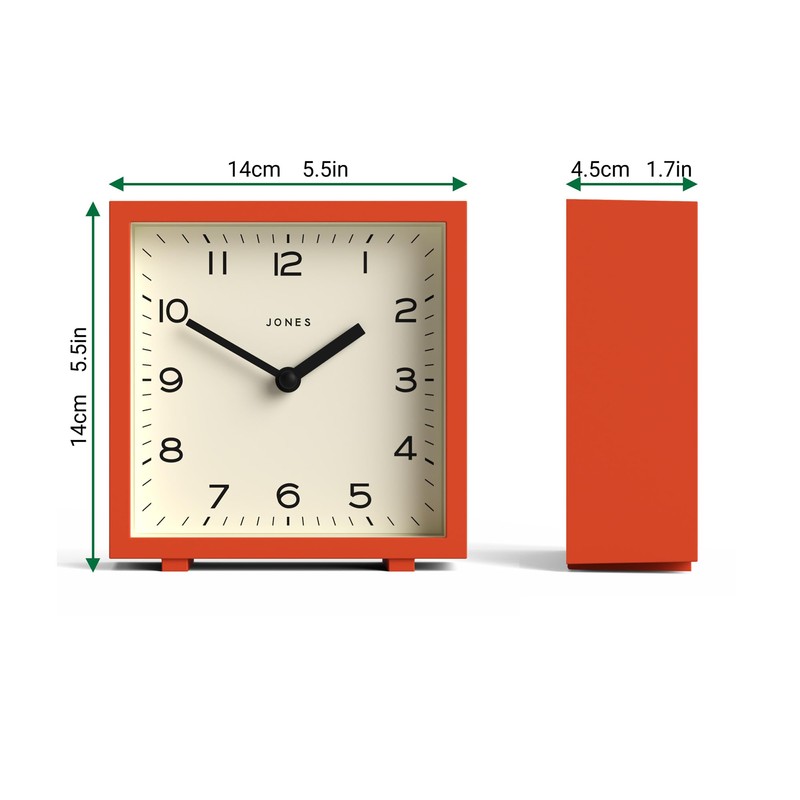 Jones Clocks® 'Disco' desk clock – sleek square design in