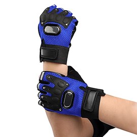 Men Women Breathable Mesh Cycling Gloves Non-Slip Leather Riding Driving Motorcycle Half Finger Gloves Roller Skating Sports Exercise Fitness Fingerless Gloves