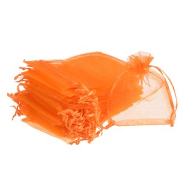 PATIKIL Organza Bags, 100 Pcs 4.72x3.5 Inch Drawstring Mini Pouches Favor Gift Candy Jewelry Bags for Christmas Thanksgiving Festival Party Wedding, Orange