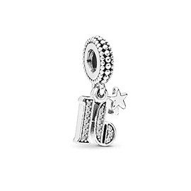 FGT 16th Celebration Dangle Charm for Bracelets Necklaces Pendants Sterling Silver Star Number Pendant Gift Girls Daughter Mum Sisters Birthday Women Wife Girlfriend Anniversary