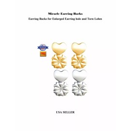 Miracle Backs 1pr. Miracle Backs Earring Lifters Tightens Loose Pierced Holes/Torn Holes USA - 2-Pair Silver