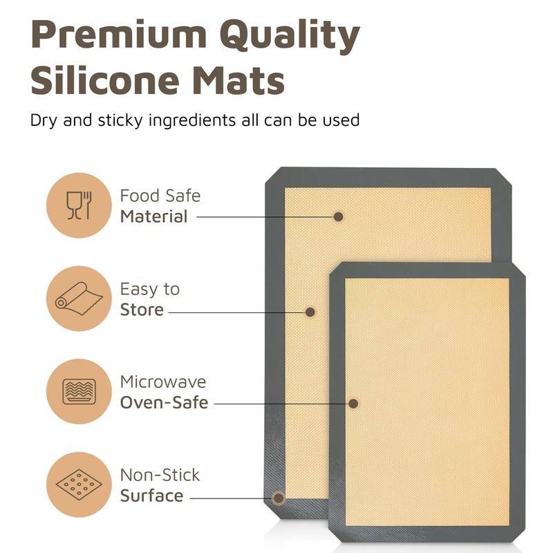 4 Pack Silicone Baking Mat Nonstick 2 Half and 2