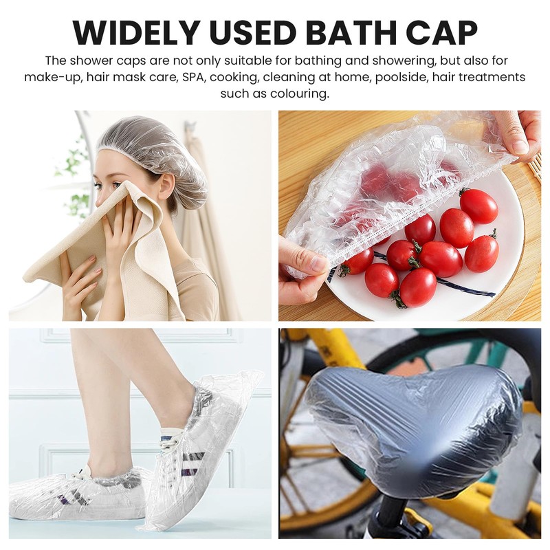 100PCS Disposable Shower Caps,Waterproof Hair Caps,Multi-Purpose Thickened Plastic Elastic Bath