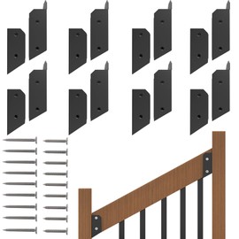 Prriszo 8 Pcs Deck Railing Bracket, 201 Stainless Steel 2 x 4 Deck Railing 30° Stair Connector, Railing Wood Post for Handrail and Wooden Stair end Connection Installation(4 Pairs)