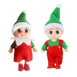 2PCS Christmas Baby Elf Doll,Green and Red Mini Xmas Baby Elves for Girls,Christmas Tiny Elf Baby Doll,Accessories Baby Twins Xmas Tradition Novelty Toys for Xmas New Year Gifts Stocking Stuffers