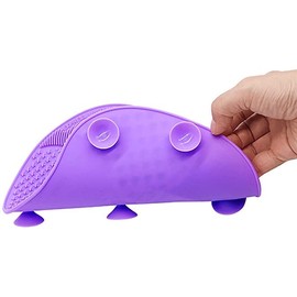 Portable Silicon Makeup Brush Cleaning Mat，Foundation Makeup Brush Cleaner Pad Scrubbe Board，Effectively Remove Cosmetic Residues from Brushes (Purple - 2 Pack)