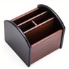 AIMALL Wooden Desk Organizer with 4 Compartments | Rotating Desk