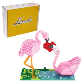 Larcele 1500 Pieces Micro Flamingo Building Blocks Pet Mini Building Toy Bricks KLJM-02 (Flamingo)