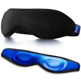 Cooling Gel Eye Mask for Puffiness, Contoured Cold Compress for Eyes, Black