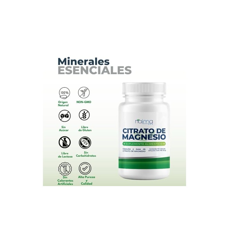 NAIMA Kit 3 Frascos de Citrato de Magnesio 500 mg