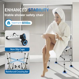 Shower Chair with Arms and Back-Shower Padded Seats for Inside Shower-Adjustable Bath Stool Bench Seat 600 Lbs Heavy Duty for Elderly,Disabled