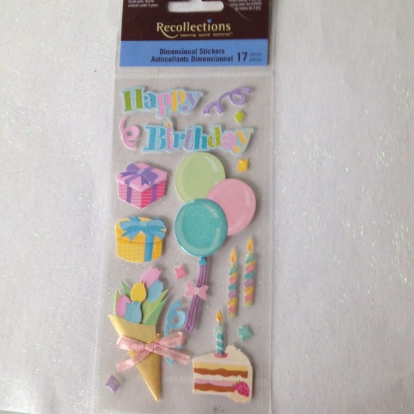 RECOLLECTIONS STICKERS HAPPY BIRTHDAY GIFTS BALLOONS FLOWERS 17 PCS