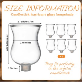 VIHOSE Bulk Set of 6 Clear Peg Votive Holders with Rubber Gasket 3.5" Glass Wholesale Candelabra Hurricane Glass Shades Votive Candleholder Cups for Modern Contemporary Home Decor