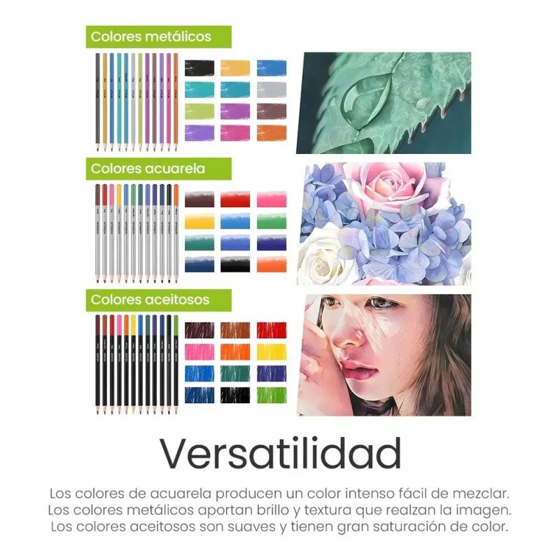 Kit De Dibujo Profesional Lápices Boceto Y Accesorios 72 Pzs