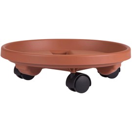 Bloem Round Planter Caddy with Wheels: 16" - Terra Cotta - Durable Plastic Dolly, 360 Degree Wheel Movement, for Indoor and Outdoor Use, Gardening, 125 lb Capacity