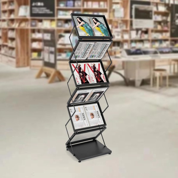 Unbranded 18in Foldable Magazine Display Stand Double Magazine Rack A4