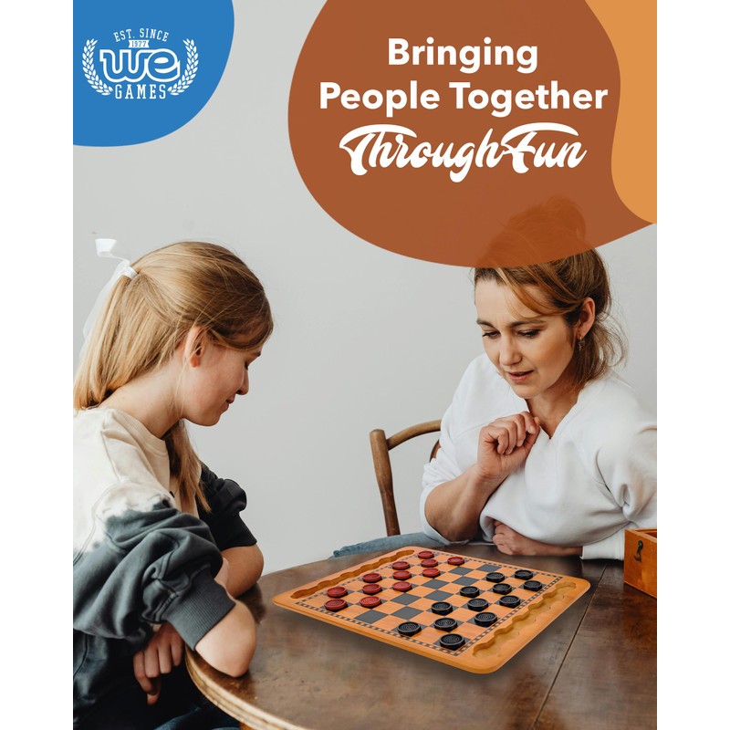WE Games Solid Wood Checkers Board Game – 14.5-Inch Vintage