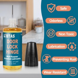 BTAS Door Lock Hinge Lubricant Oil Squeaky Fix Lube for Keyhole with Needle Oiler 1 oz 1 Pcs