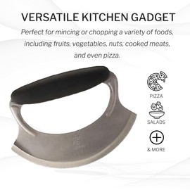 Amco 4.9" Mezzaluna with Silicone Handle | 3 Pack | Stainless Steel Blade | Dishwasher Safe | Versatile Chopping Tool for All Kitchen Needs | Non-Slip Grip | Easy to Use and Comfortable to Hold