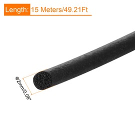 uxcell Foam Rubber Weather Seal Strip, 2mm(0.08") Diameter x 15 Meters (49.21Ft) Long Round EPDM Solid Rubber for Reduce Noise, Shock, Friction