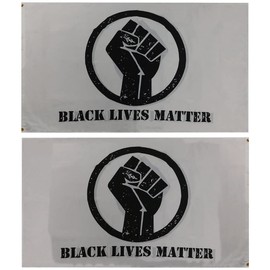 Black Lives Matter BLM Fist White Premium Quality Heavy Duty 100D Double Sided Woven Poly Nylon Flag 3x5 3'x5' Flag Banner Grommets