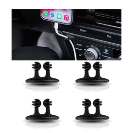 4PCS Car Cable Clips USB Cable Line Clip Holder for Car, Durable Strong Adhesive Cord Cable Holder Wire Organizer, Cord Organizer Cable Management Wire Holders for Cords