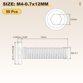 METALLIXITY Flat Head Hex Socket Cap Screws Bolts(M4-0.7x12) 50Pcs, Steel Hex Socket Furniture Bolts Countersunk Screws - for Furniture Woodworking Project, Black