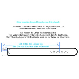 Wolfszeit Angelmir Replacement Belt Made of Cowhide Leather with Strap Made of Antique Silver for 4 cm Buckles, black