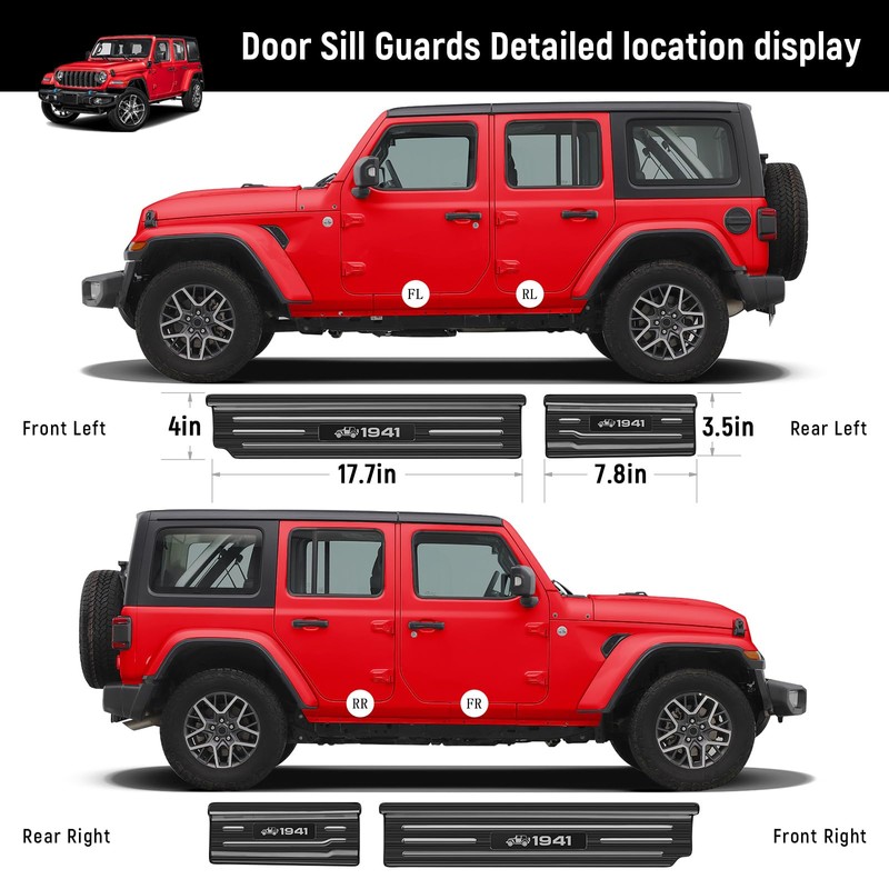 YOJOJOCO Door Sill Guards Compatible with Jeep Wrangler JL JLU