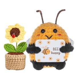 Rehecher Pack of 2 Positive Gifts, Pocket Hug Bee Gift, Bee Cuddly Toy, Bees and Sunflowers, Lucky Charm Gifts for Friends and Family