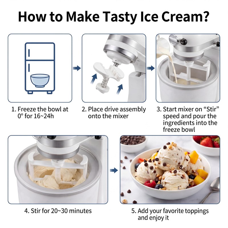 2Pcs Ice Cream Maker Attachment for KitchenAid Stand Mixer -