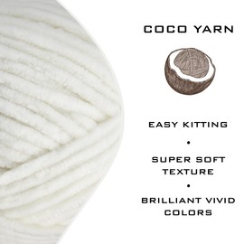Velvet Yarn for Crocheting – CocoYarn - Chenille Chunky Yarn for Hand Knitting, Fluffy Soft Plush Amigurum Bulky Baby Blanket Yarn for Crochet 100g (2, Off White-63)