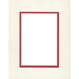 16x20 Double Acid Free White Core Picture Mats Cut for 11x14 Pictures in Cream and Real Red