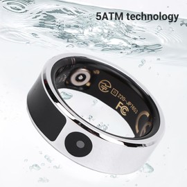 Dpofirs Smart Ring for Men and Women, Touch Screen Fitness Tracker with Step Counting, Charging Bay, APP BT Connection Phone Video Camera Control (8#)