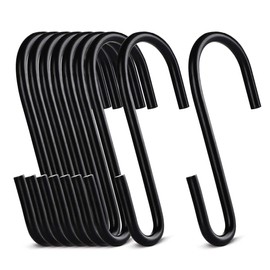 ilauke 20 Pack S Shaped Hooks Heavy Duty S Hooks Hanging Hanger Hooks for Kitchen Bedroom and Office (Black)