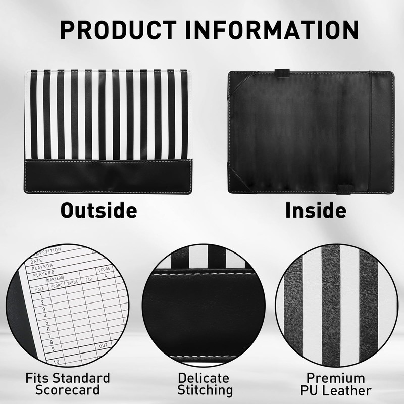 LOVMEAD Golf Scorecard Holder 1 Pack of 4 Pencils, Leather