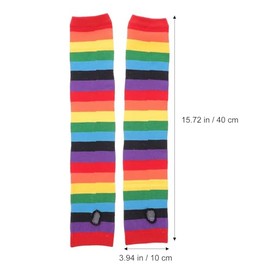 Mangas Protectoras UV de Algodón Rayas de Arcoíris, Cubre Brazos Elásticos para Ciclismo y Uso Diario, 1 Par de Mangas de Verano Secado Rápido